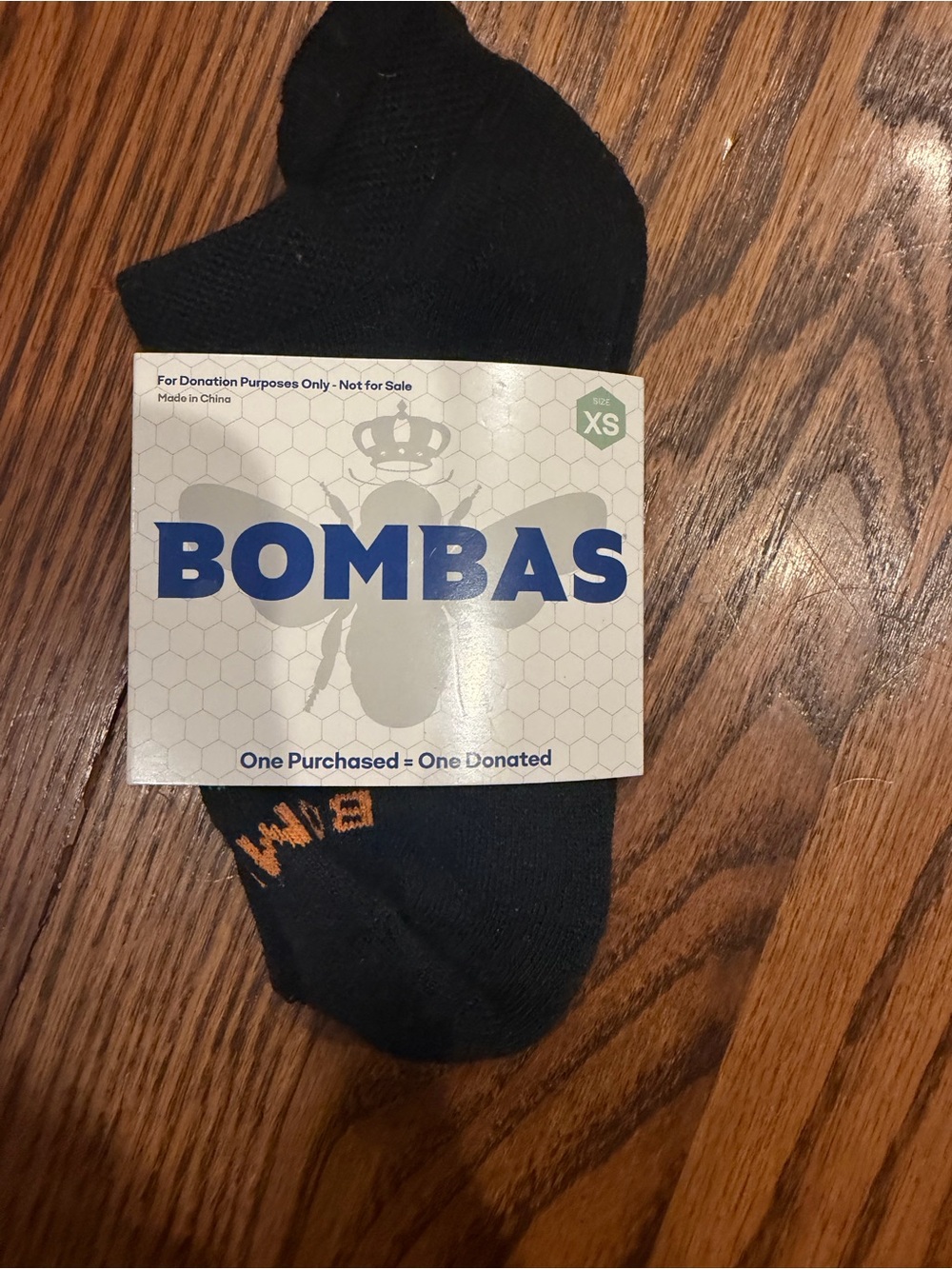 Bombas Black Men's Ankle Socks with Subtle Orange Logo - XS